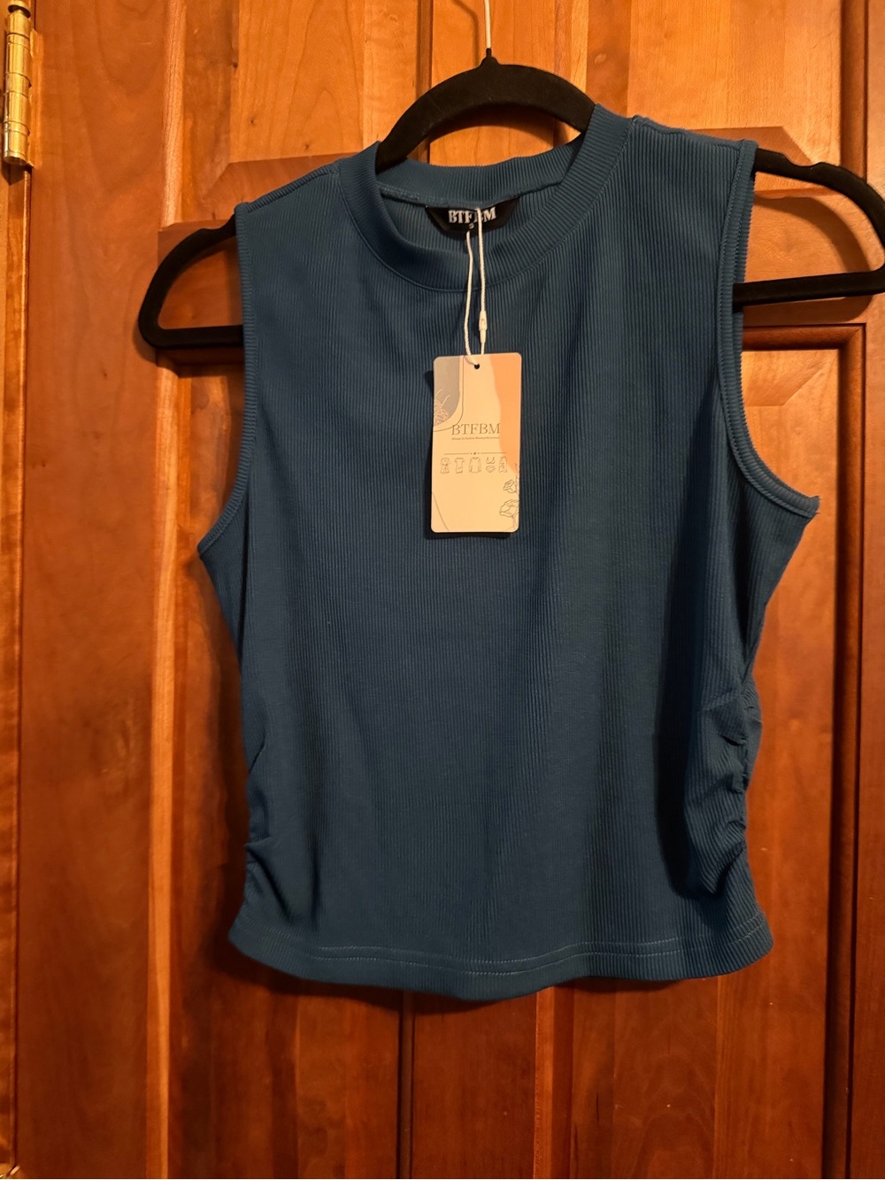 Women's Teal Ribbed Sleeveless Top and Pants Set